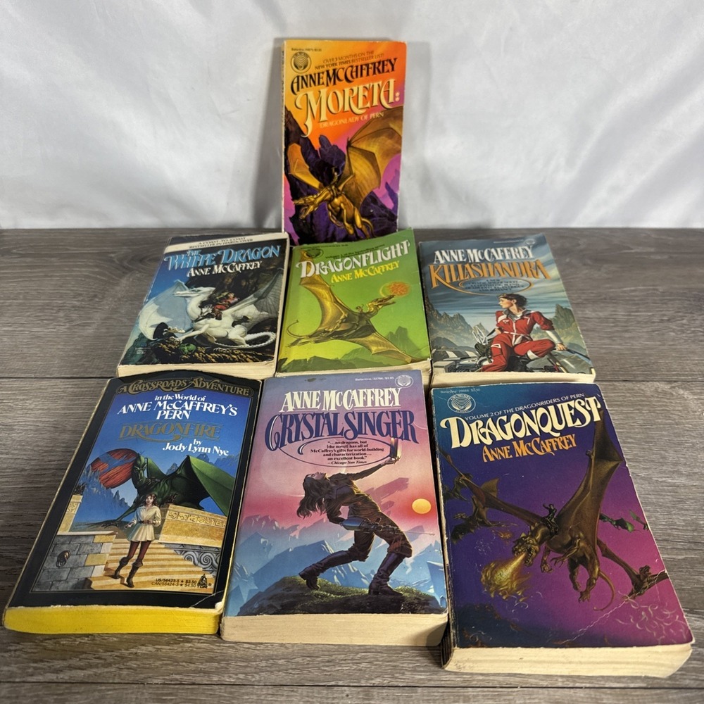 Lot of 7 Vintage Anne McCaffrey Dragon Paperback Books CR Printings 1980s &1991